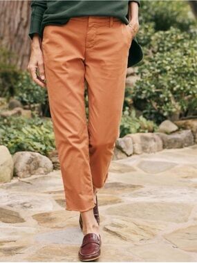 Frank & Eileen Toffee Wicklow Italian Chino Straight Leg Pants Frayed Hem Size 2
